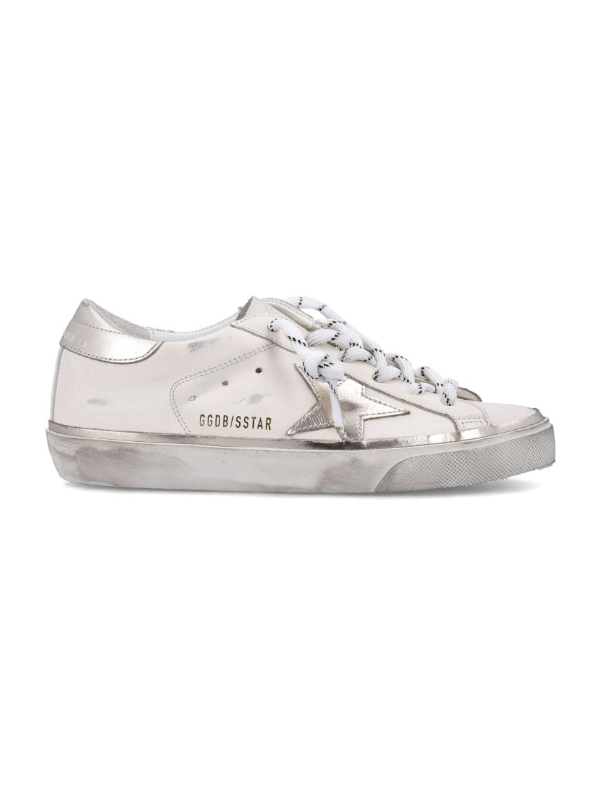 Golden Goose Superstar Distressed White Leather Low-Top Sneakers