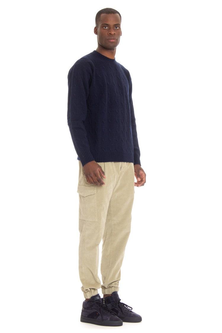 Roberto Collina Wool-Cashmere Cable Knit Crewneck Sweater