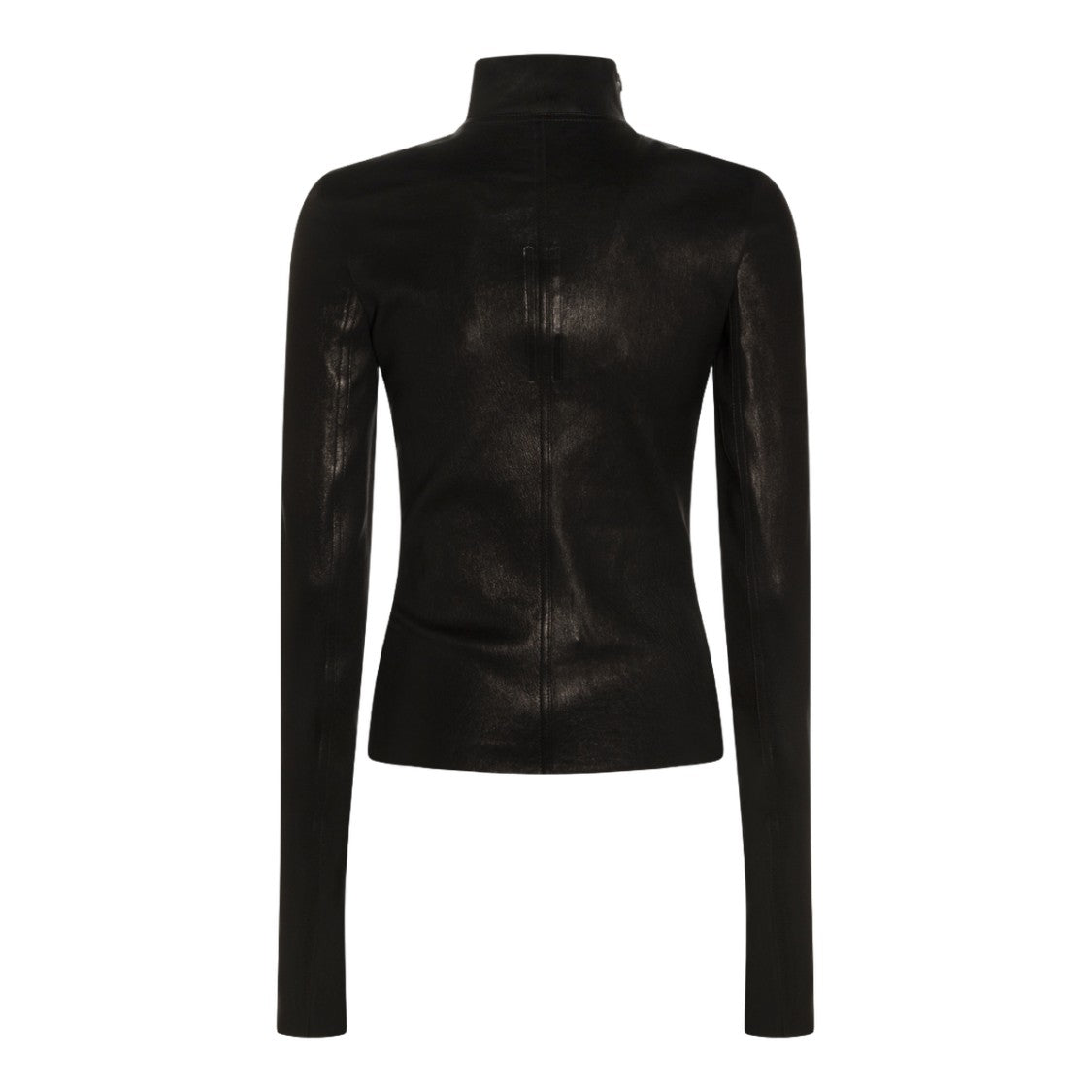 Rick Owens Fitted Asymmetrical Black Leather Jacket