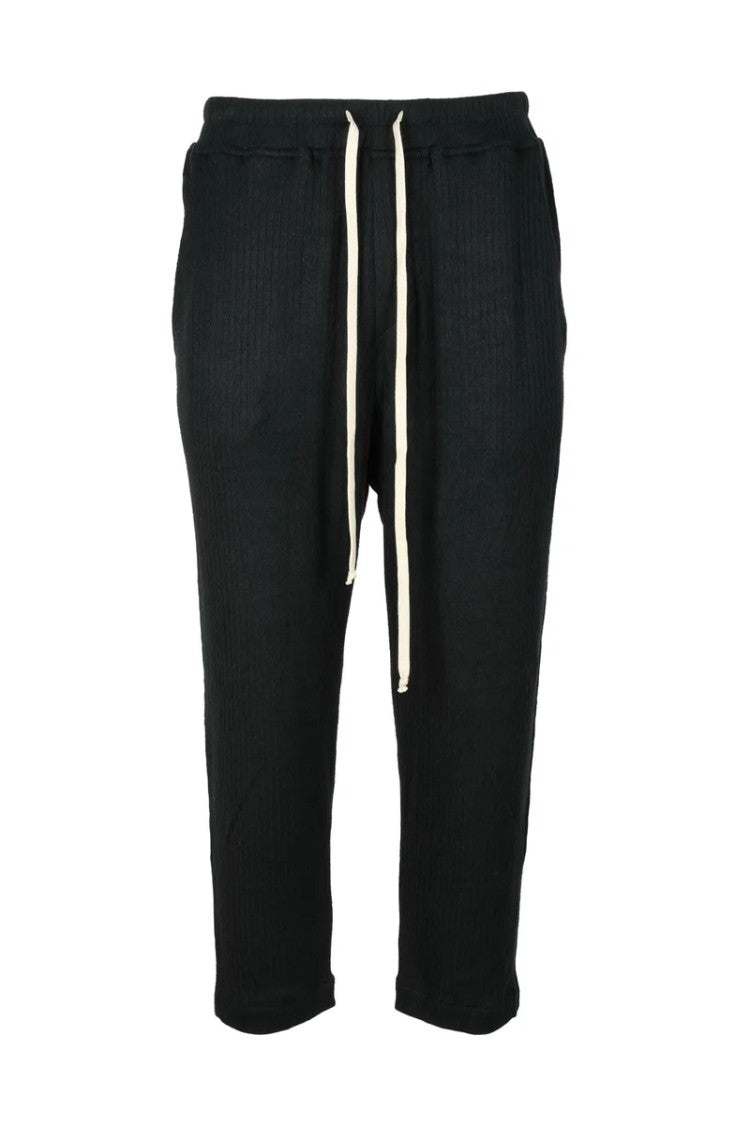A.M.Couture Ribbed Black Jumpsuit With Elastic Waistband And Modern Design