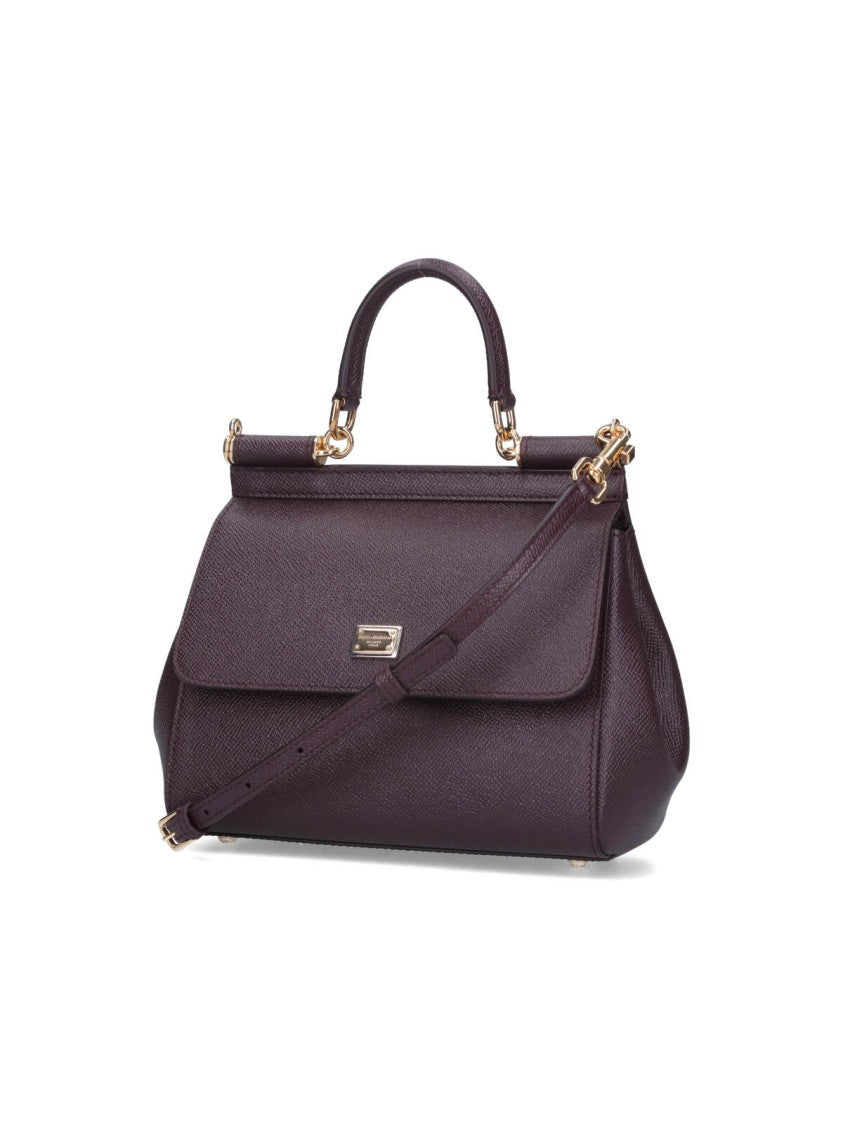 Dolce & Gabbana Sicily Wine Red Small Calfskin Shoulder Bag