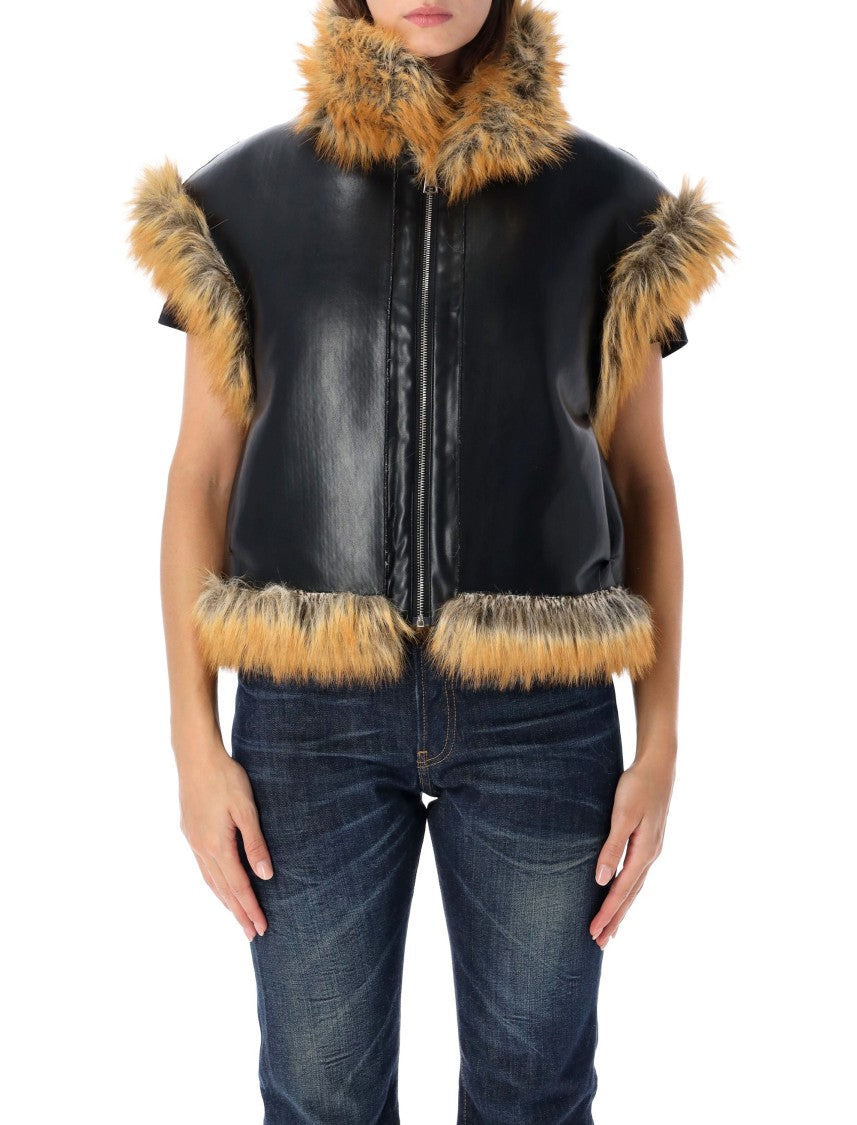 Sword Vest Eco Faux Plush Textured Faux Fur Vest
