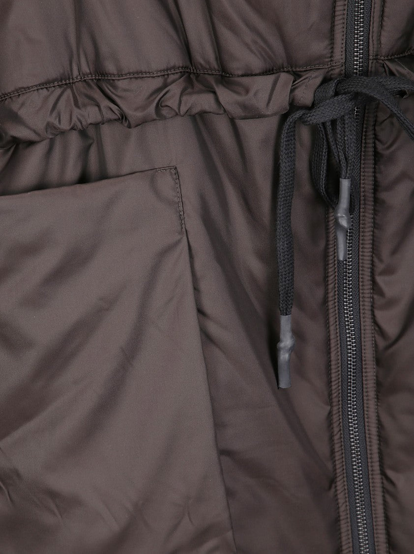 Kimono Rain Padded Sahariana Jacket With Asymmetrical Zip And Adjustable Waist