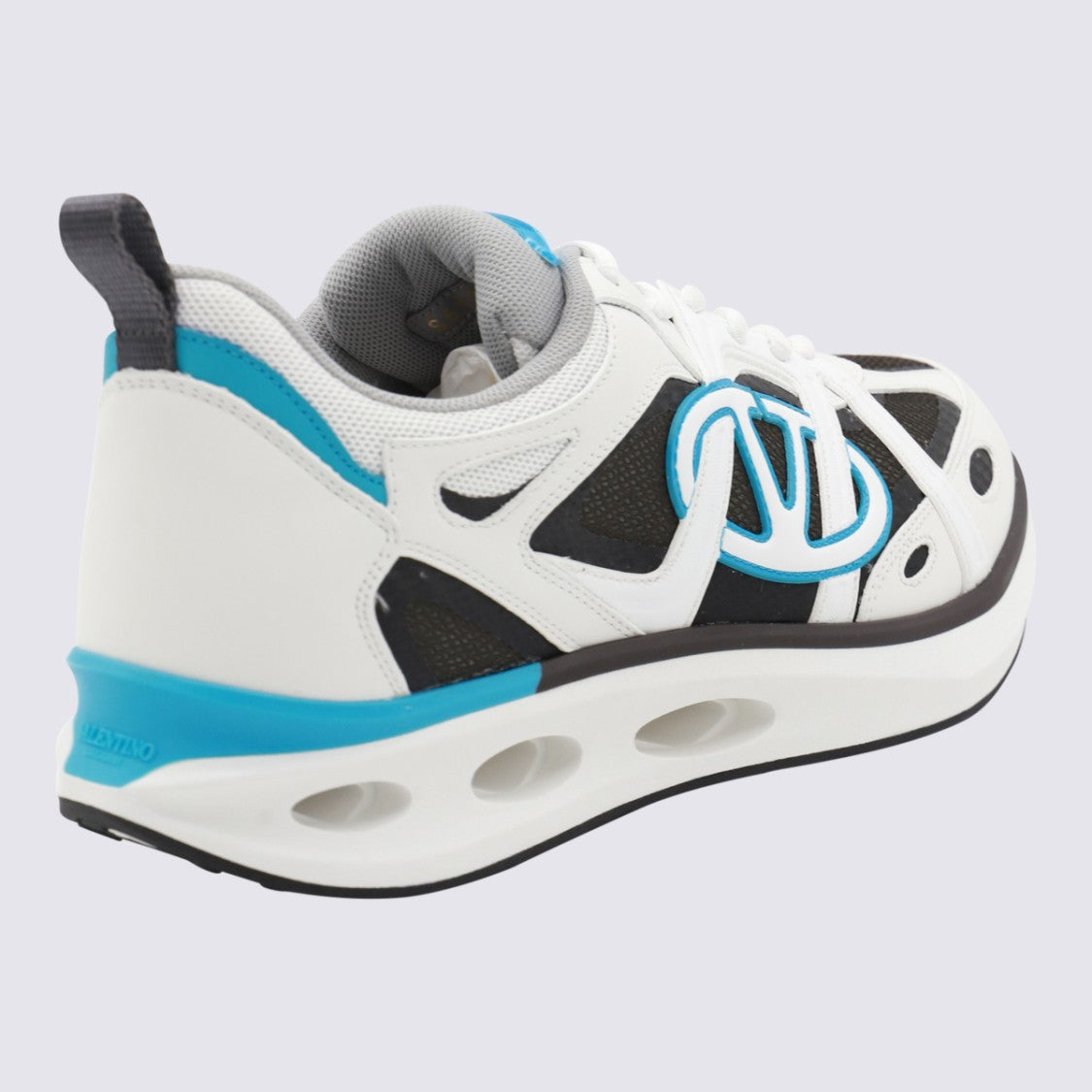Valentino Garavani Futuristic White Sneakers With Black Mesh Panels