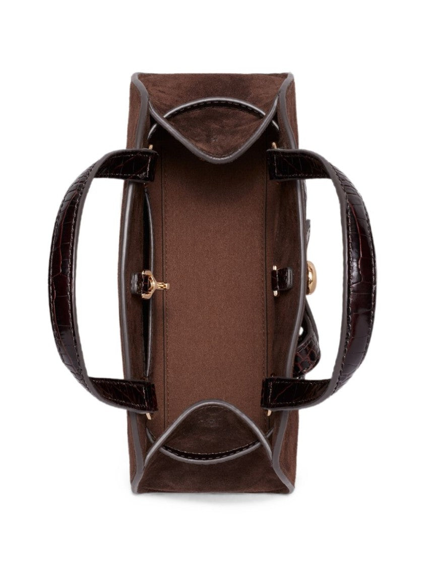 Tory Burch Structured Suede Handbag With Textured Leather Accents