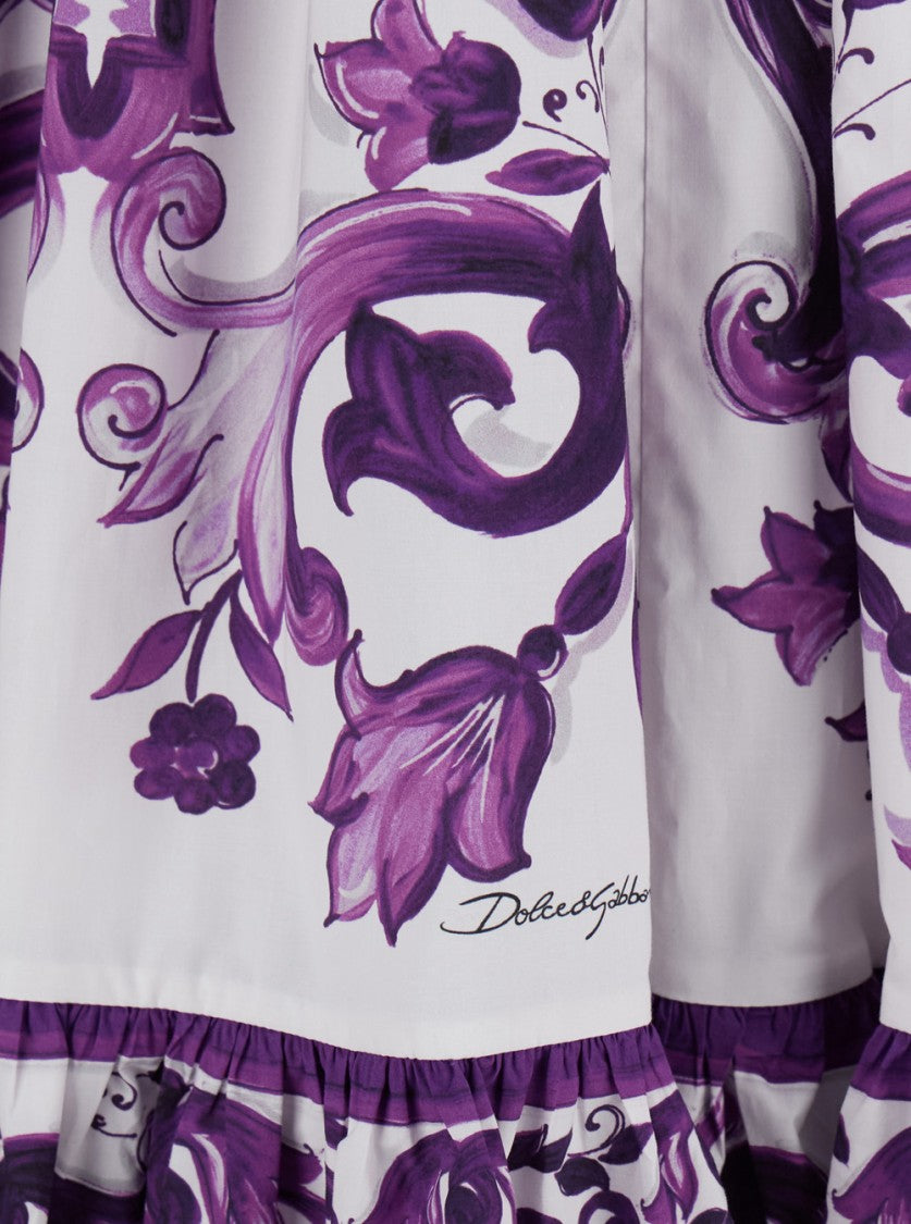 Dolce & Gabbana Violet Long Skirt With Ruffle Hem