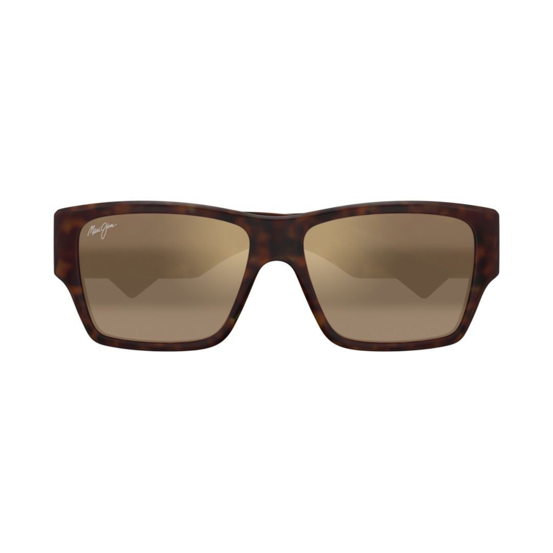 Maui Jim Kaolu Bold Rectangular Tortoiseshell Sunglasses With Warm Tinted Lenses