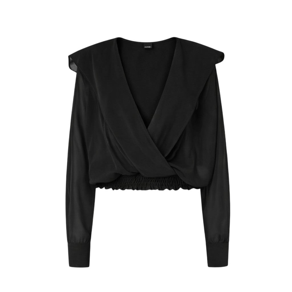 Pinko Castiglione Voile Cropped Elastic Blouse