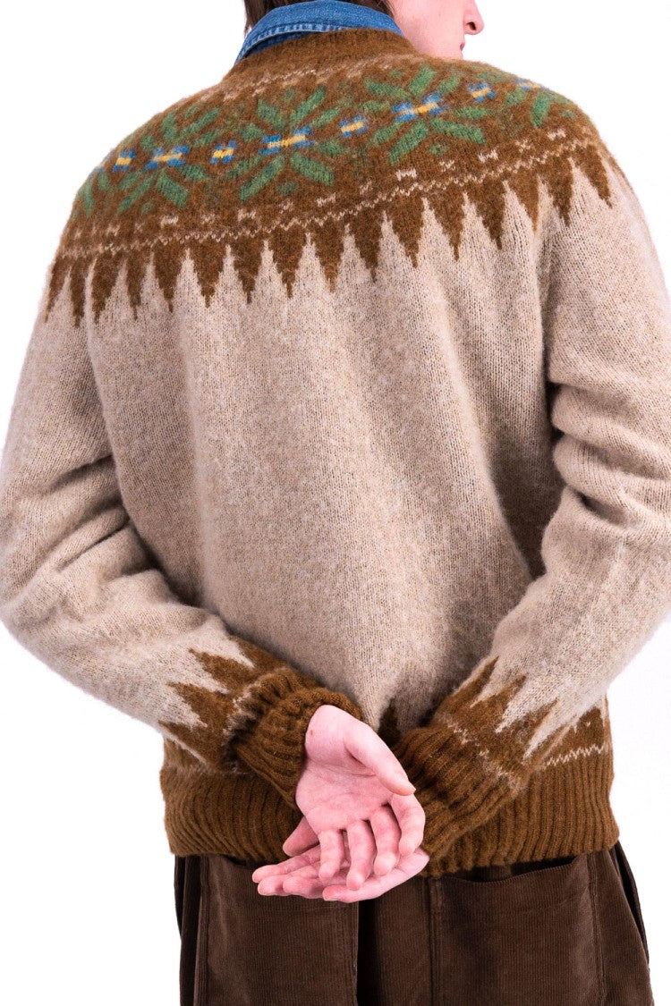 Howlin Shetland Nordic Pattern Wool Crewneck Sweater