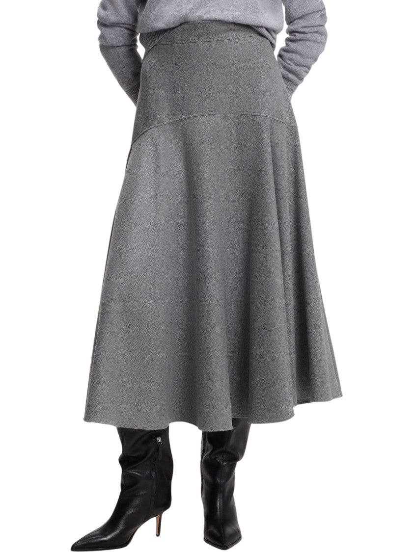 Boss Flared A-Line Skirt In Heathered Melange Flannel