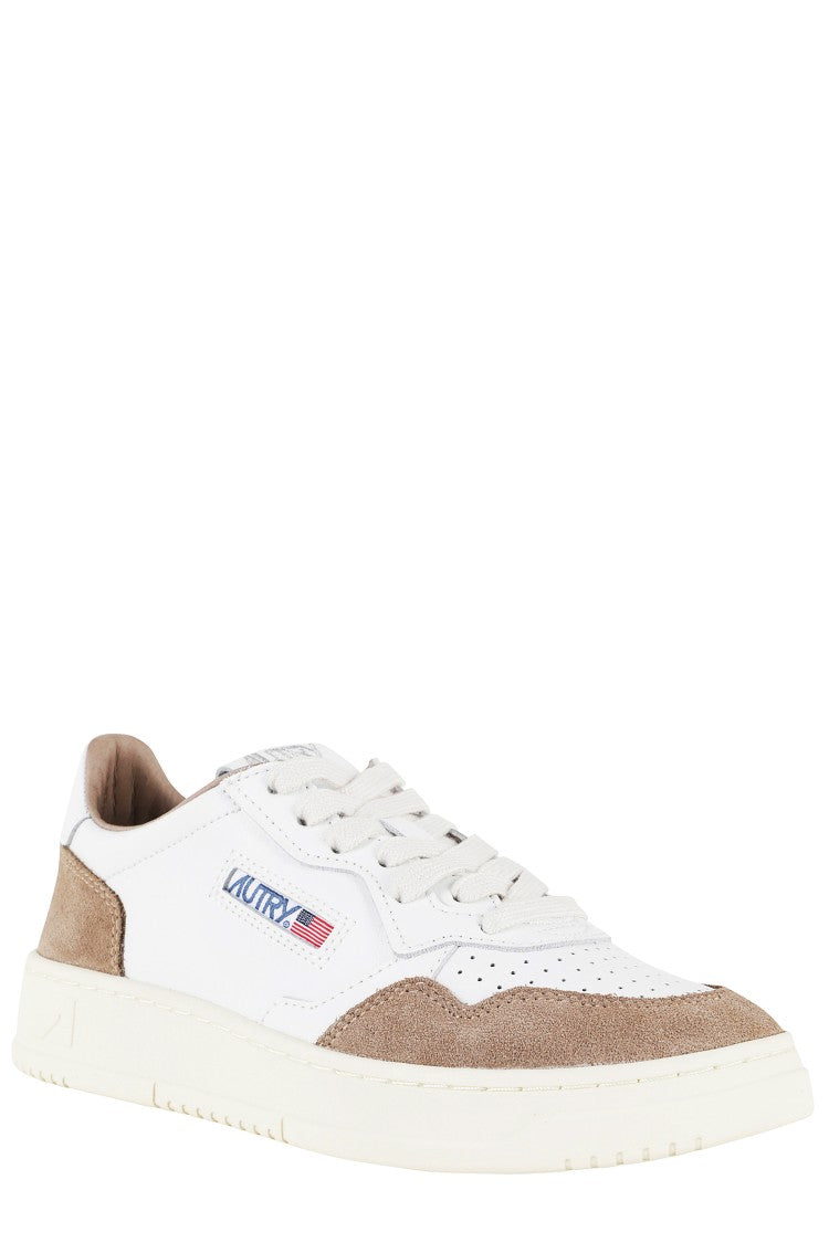 Autry White Medalist Low Suede Inserts Side-Logo Leather Sneakers