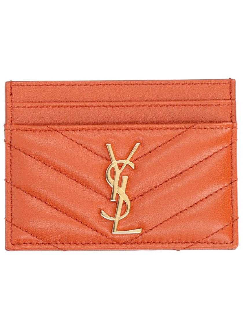 Saint Laurent Red Quilted Card Holder Wallet