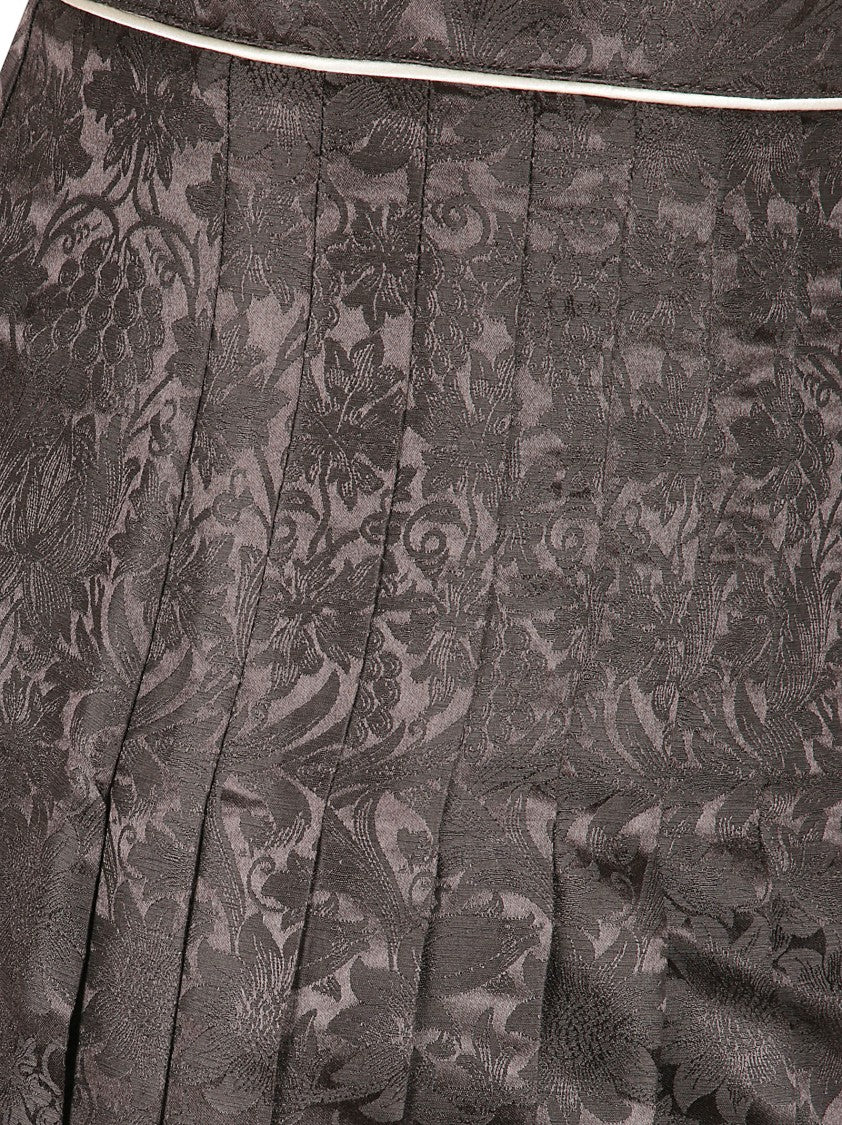 Burberry Silk Jacquard Wrap Skirt With Front Pleats