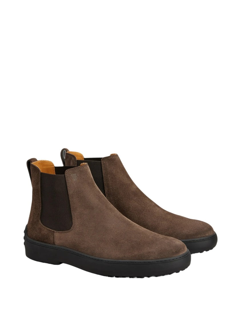 Tod's Brown Suede Elastic Side Ankle Boots
