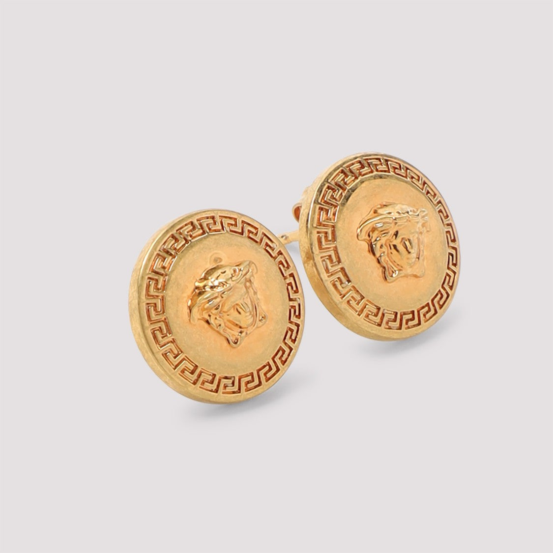Versace Round Metallic Earrings With Medusa Emblem