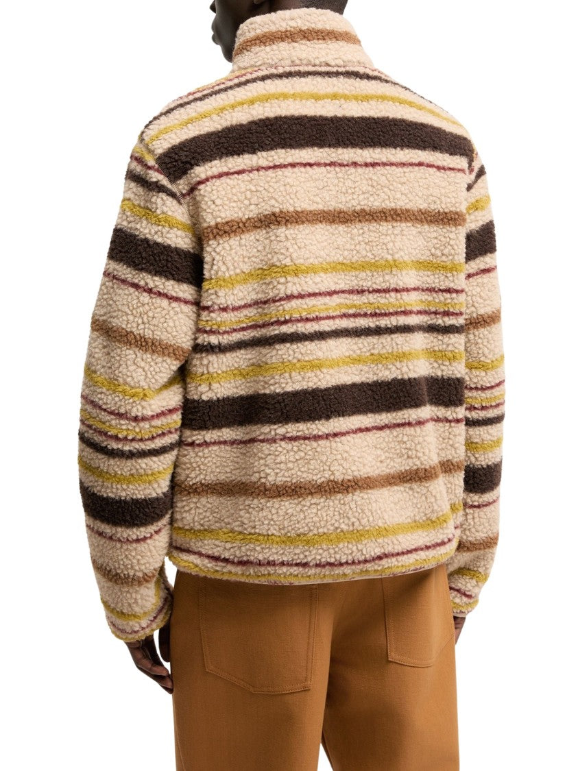 Moncler Zip Up Cardigan Textured High-Collar Wool-Blend Cardigan