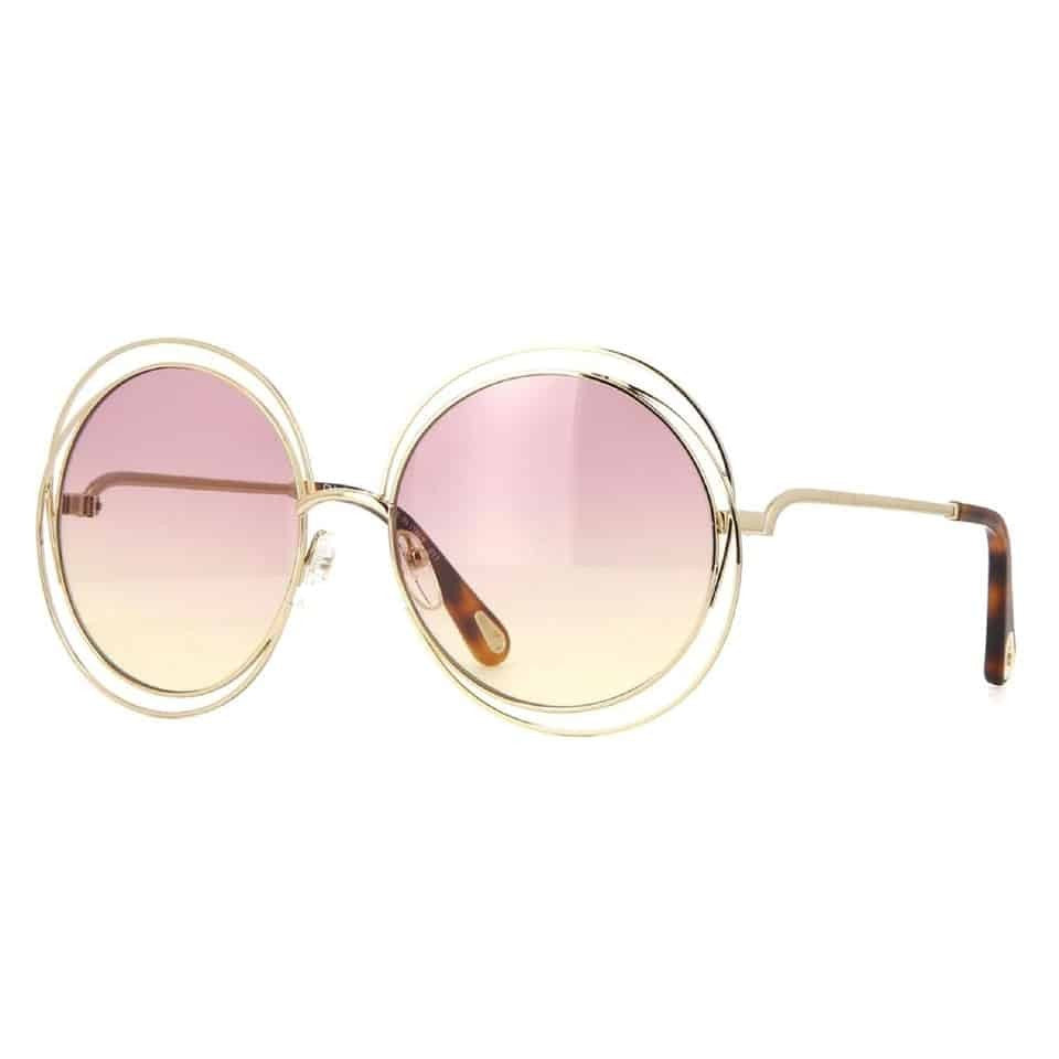 Chloé Gradient Tint Round Sunglasses With Tortoiseshell Temple Tips
