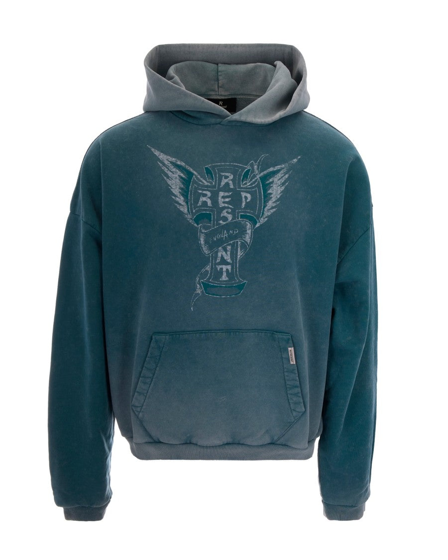 Represent Oversized Cotton Hoodie With Distressed Graphic Elements