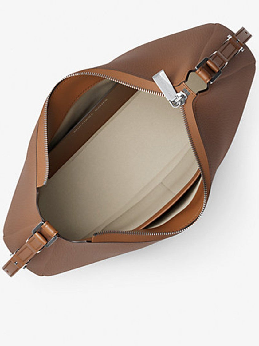 Michael Kors Brown Structured Faux Leather Shoulder Bag