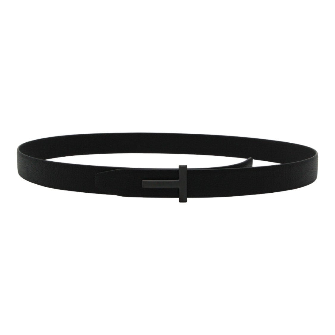 Tom Ford Minimalist Black Belt With Horizontal T Buckle