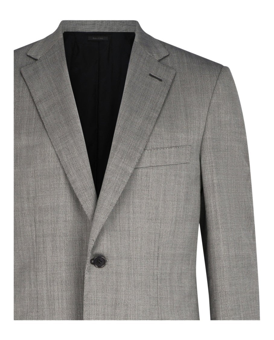 Brioni Grey Single-Breasted Blazer With Notched Lapel