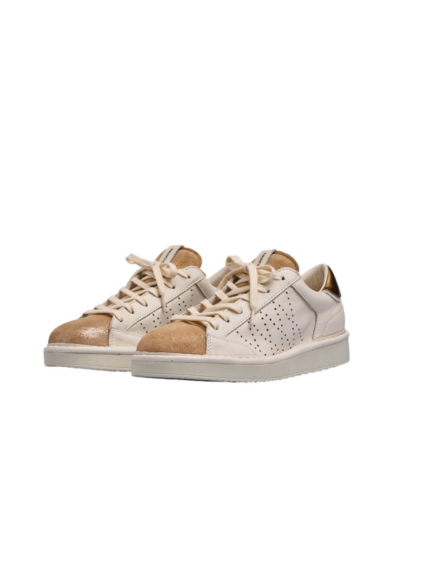 Panchic Lace-Up Sneakers With Golden Lurex Suede Toe Cap