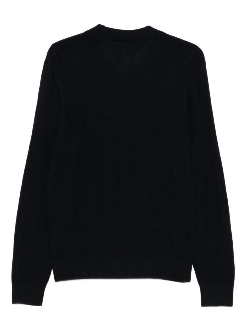 Boglioli Oversized Chevron Pattern Wool Polo Shirt