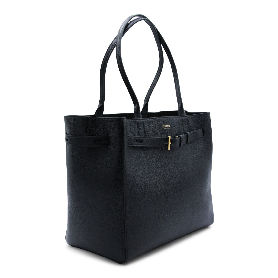 Tom Ford Structured Pebbled Leather Tote Bag With Gold Accents