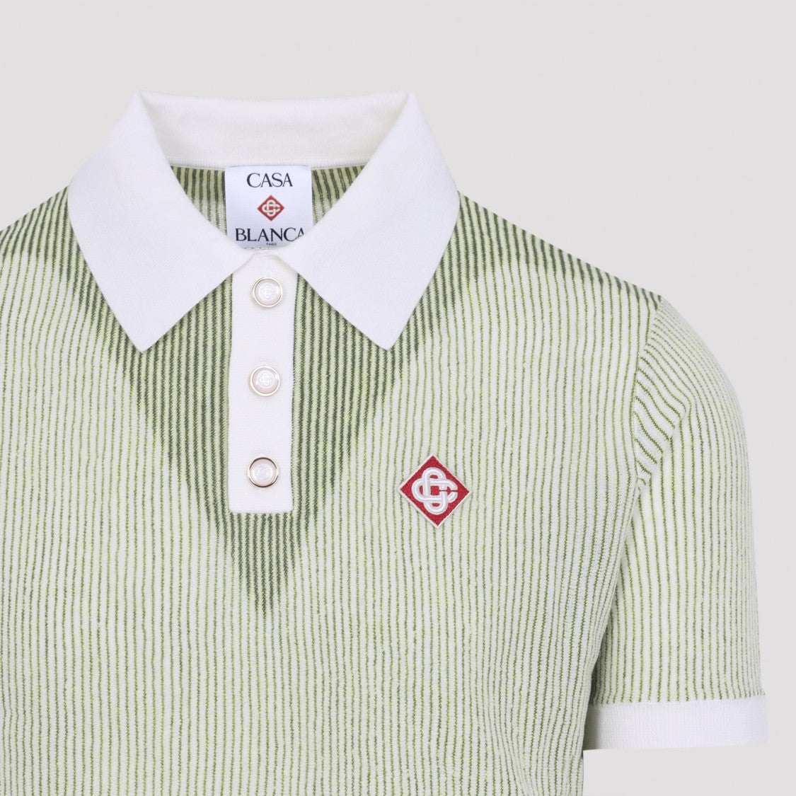 Casablanca Green Wool-Linen Blend Modern Fit Polo