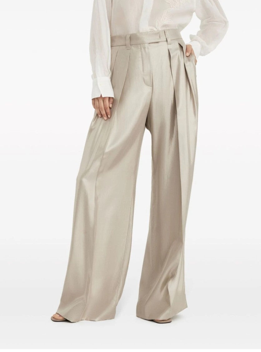 Brunello Cucinelli Wide-Leg Trousers With High Waist And Pleated Front