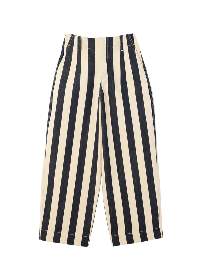 Jacquemus White Striped Mid-Rise Straight-Leg Jeans