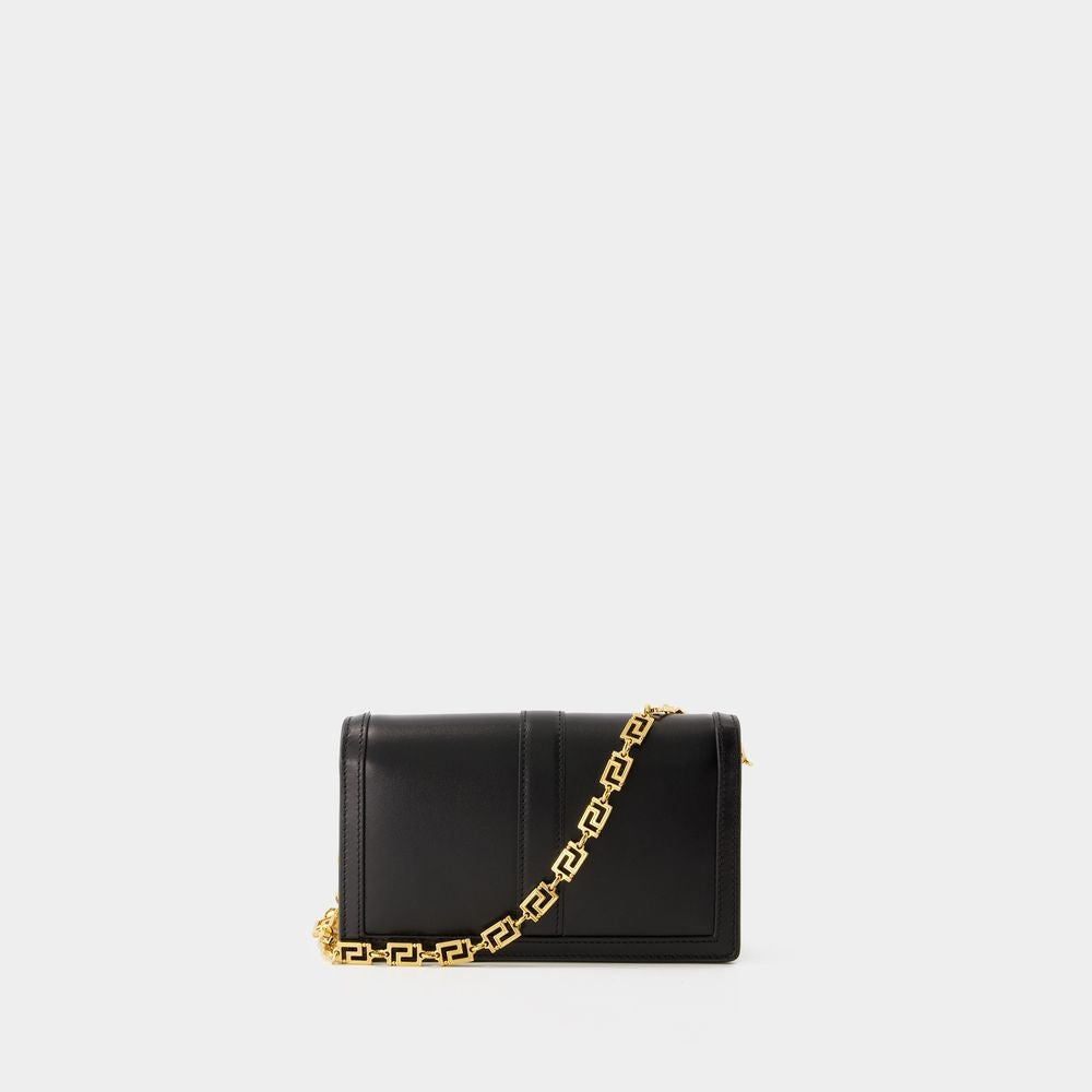 Versace Greca Goddess Wallet On Chain  - Leather - Black