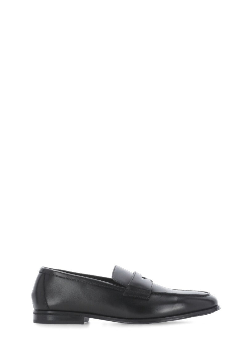 Doucal's Black Leather Mask Loafers