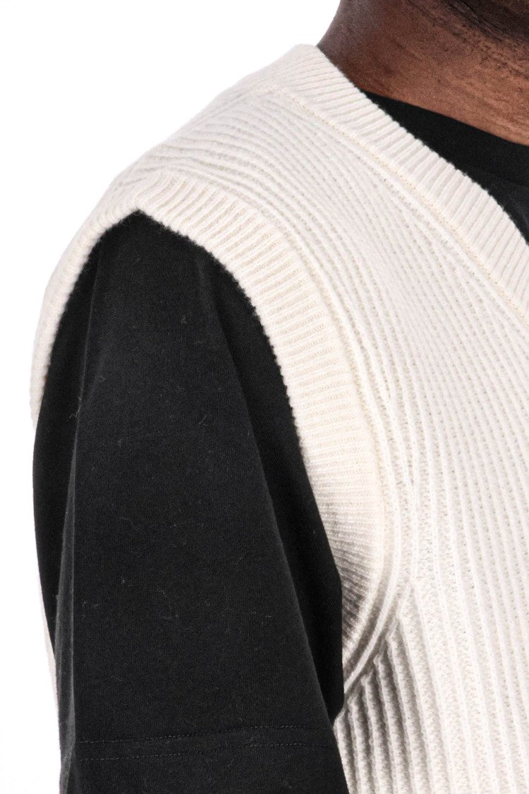 Maison Kitsuné Oversize Fit Ribbed Merino Wool Vest