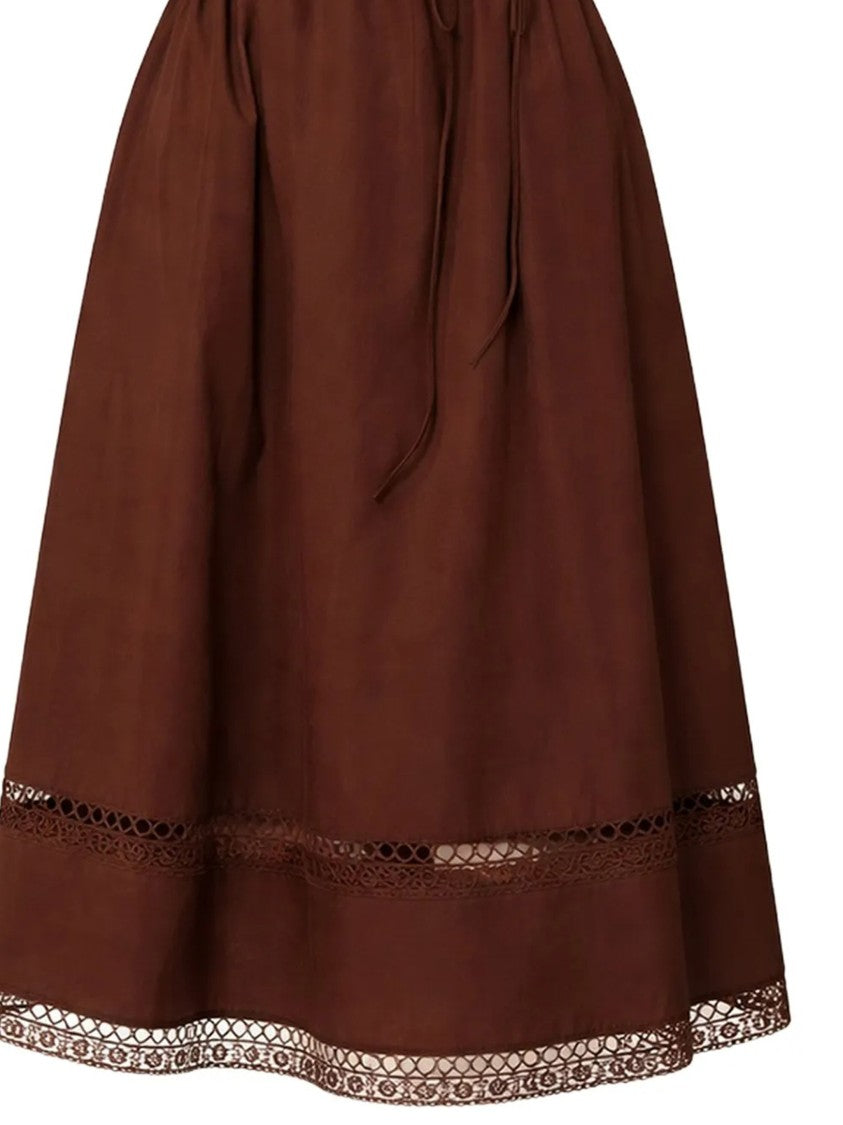 Twin-Set Sleeveless Midi Lace Trim Dress