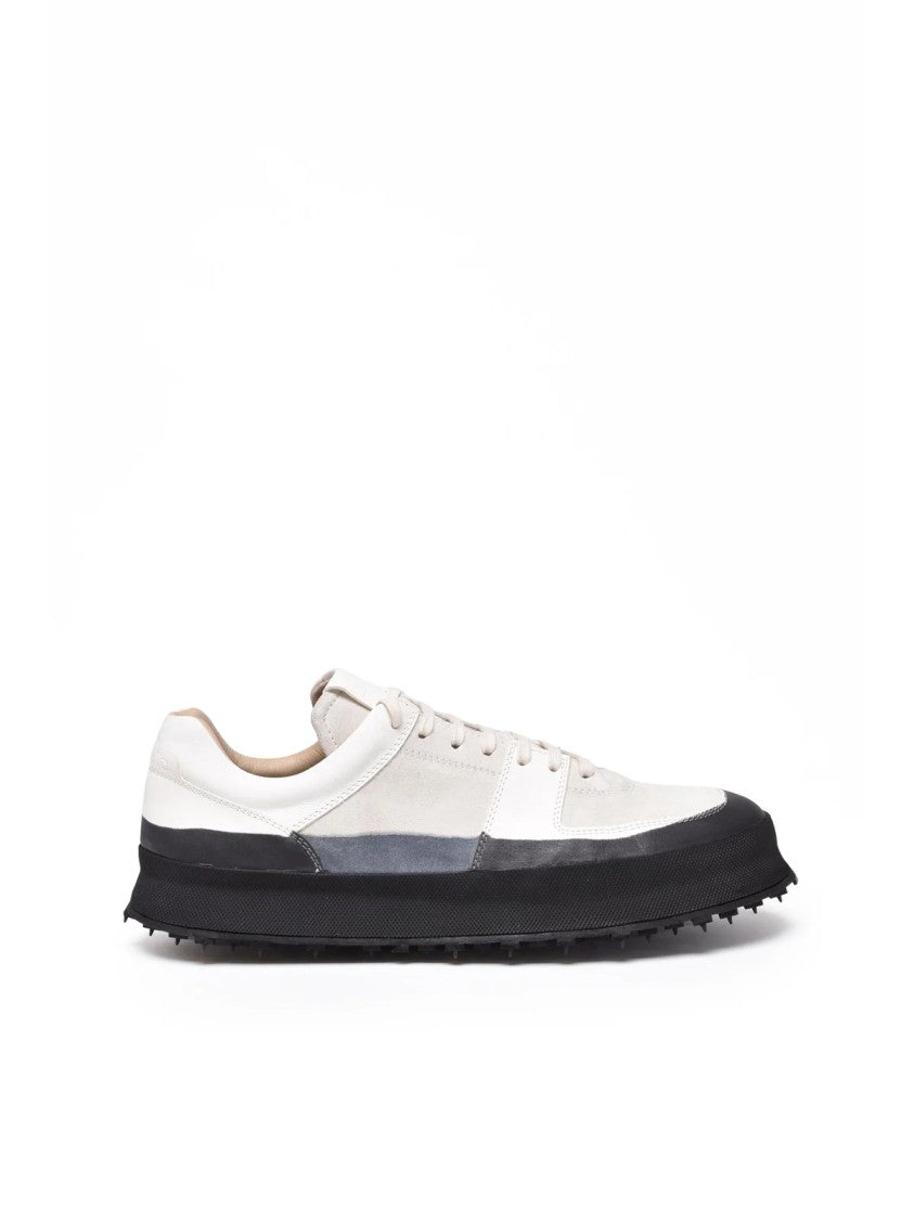 Shoto White Leather Suede Sneakers