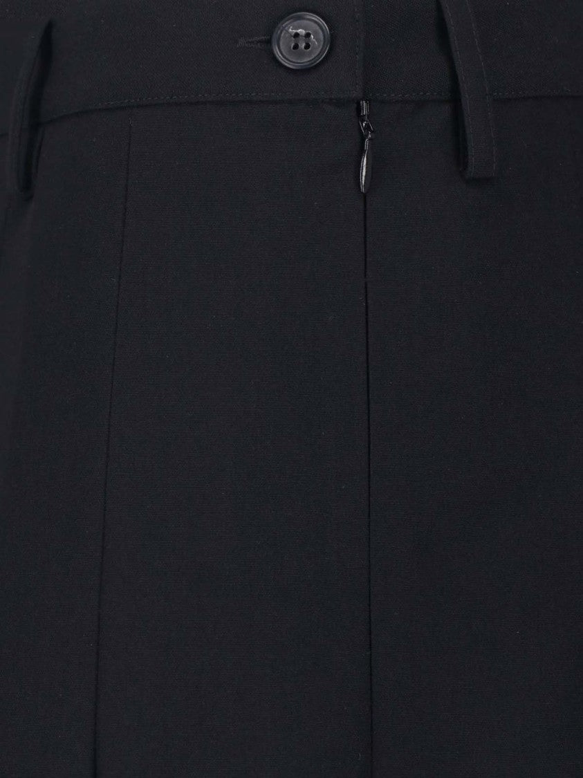 Mm6 By Maison Margiela Asymmetrical Pleated Midi Skirt With Front Zip Closure
