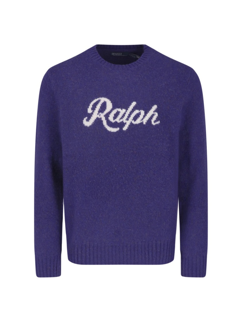 Polo Ralph Lauren Purple Wool-Cashmere Logo Crewneck Sweater