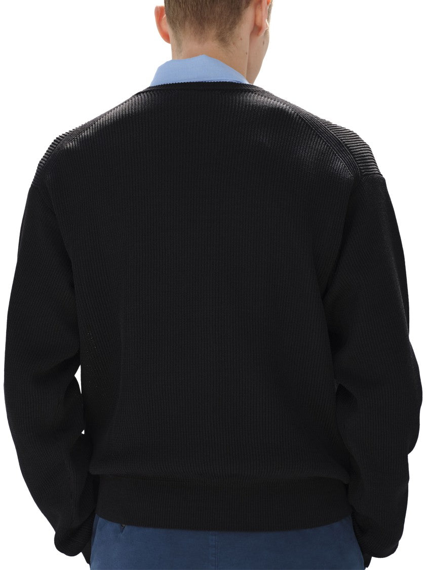 Auralee Relaxed-Fit Black Ribbed Sweater
