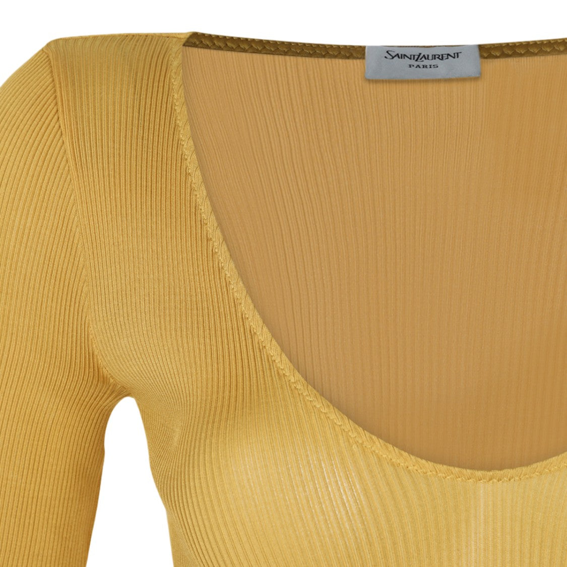 Saint Laurent Ribbed Long-Sleeve Top With Lettuce Edge Finish
