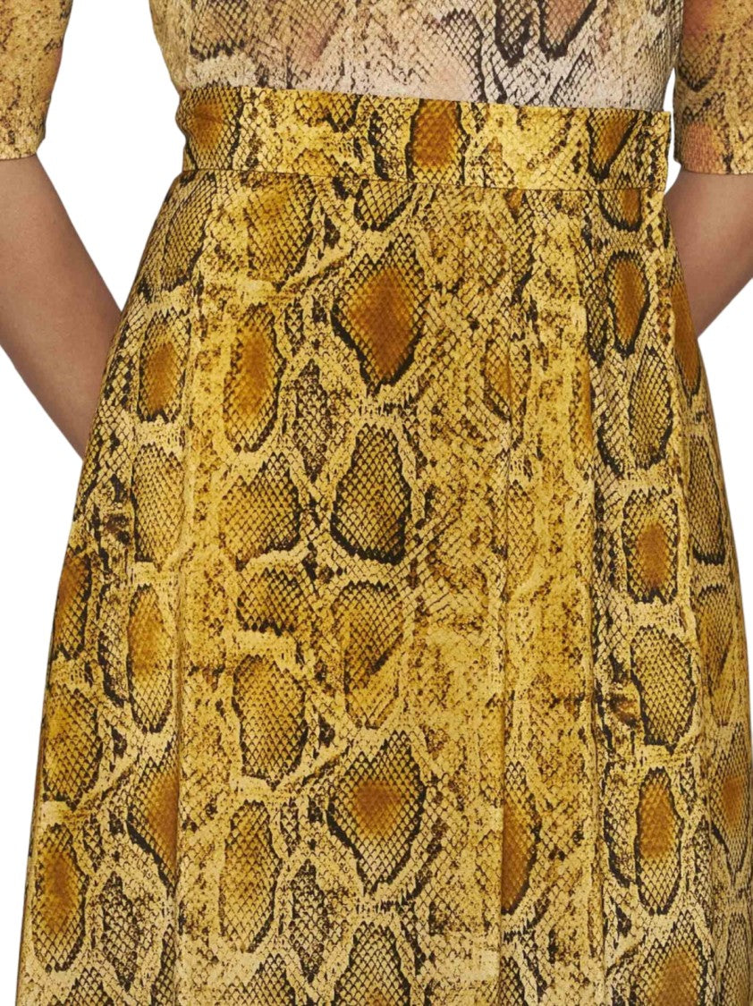 Max Mara Midi Skirt With Bold Snakeskin Pattern