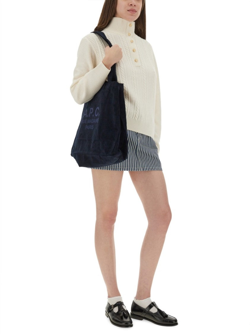 A.P.C. Textured Knit High Collar Shirt With Ribbed Detailing