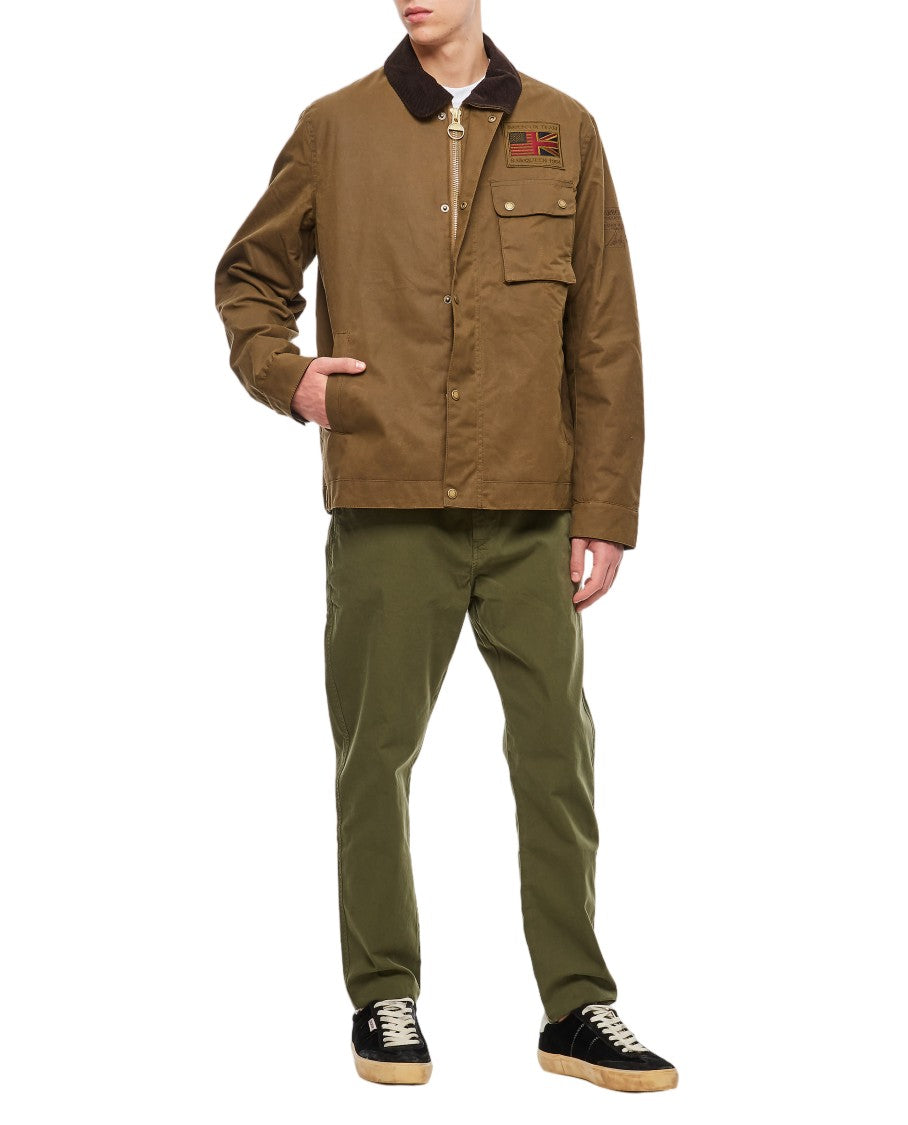 Barbour Beige Workers Corduroy Collar Waxed Jacket