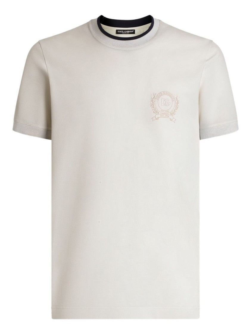 Dolce & Gabbana Short-Sleeve T-Shirt With Embroidered Emblem