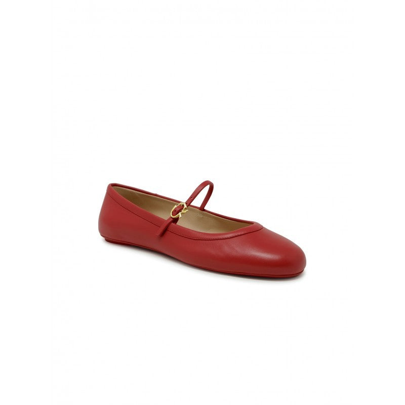 Gianvito Rossi Nxftabs Red Leather Ballerina
