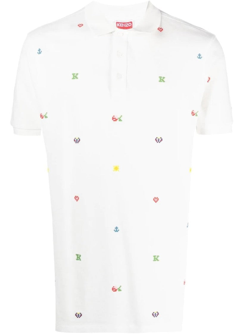 Kenzo Pixelated Pattern Slim-Fit Polo Shirt