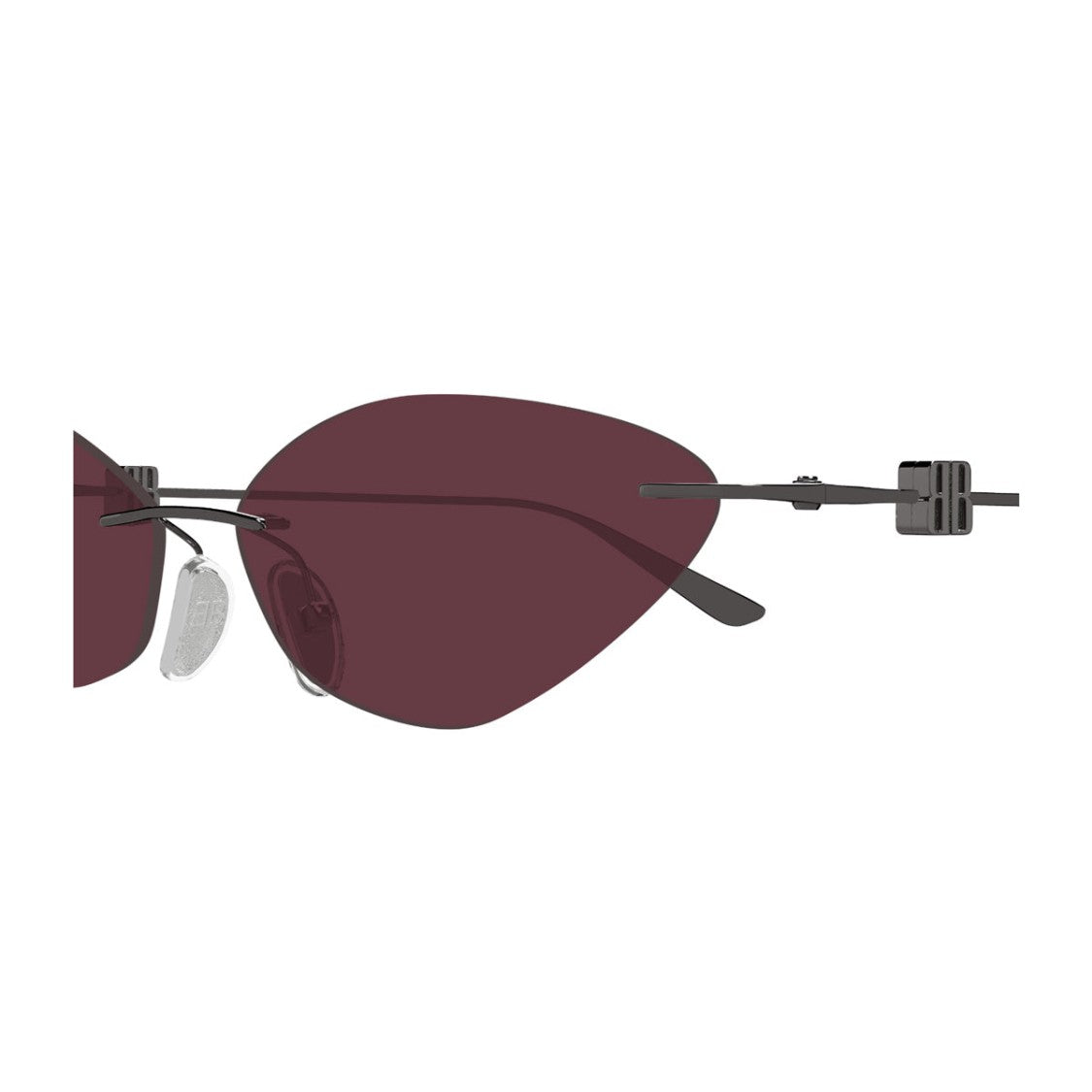 Balenciaga Cat-Eye Sunglasses In Ruthenium Metal With Bold Red Lenses
