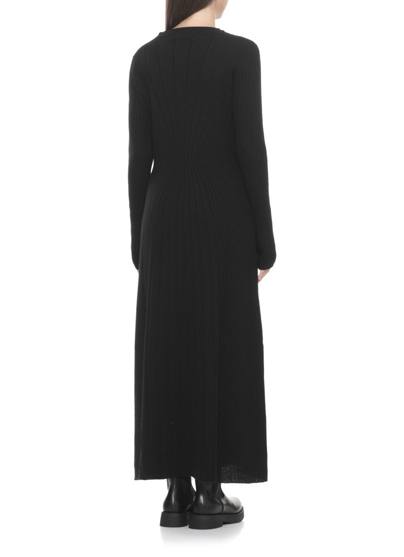 D. Exterior Black Cashmere Blend Dress