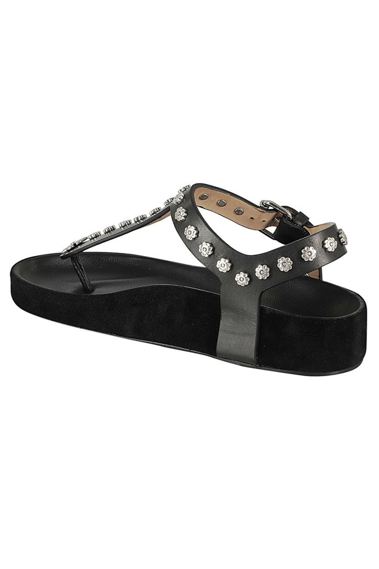 Isabel Marant Enore Black Leather Sandals
