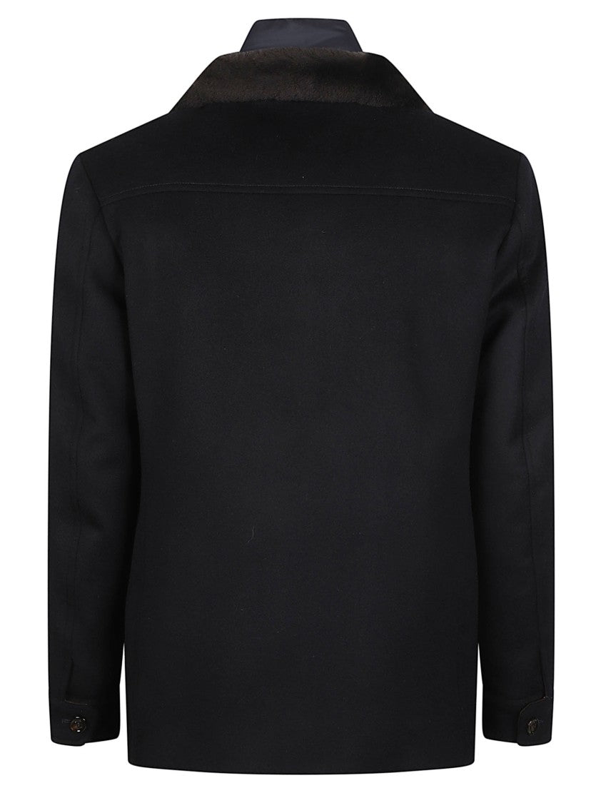 Moorer Teodor-Le Black Fur-Collar Wool-Cashmere Jacket
